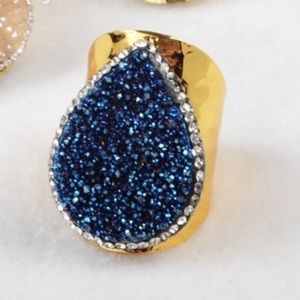 💍Stunning Teardrop Natural Crystal Druzy Titanium